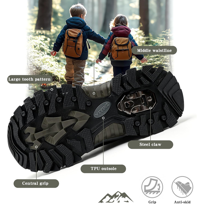 Зимові черевики для хлопчиків ASHION: снігоступи, черевики середньої висоти, утеплені, для піших прогулянок та трекінгу, бавовняні (35 EU, D Grün)