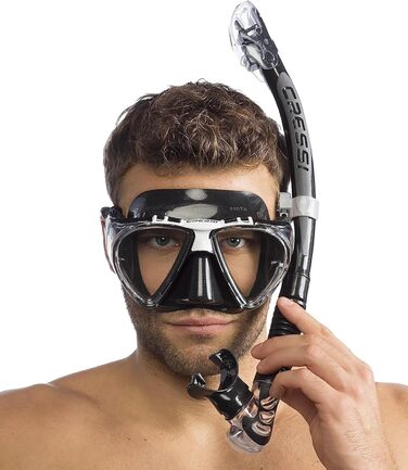 Комплект Cressi Penta & Alpha: маска для снорклінгу та дайвінгу + трубка Alpha, унісекс, чорний