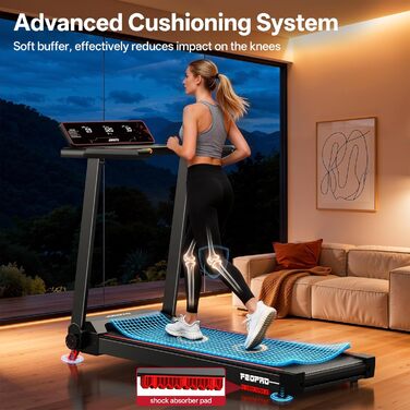 Біговий тренажер JOROTO з нахилом 10%, складаний, до 12 км/год, LED-дисплей, Bluetooth, 2.75 HP, для дому та офісу, до 130 кг