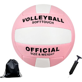 Волейбольний м'яч Aipwerer: для тренувань, пляжу, залу. Водостійкий, Soft Touch, рожевий. У комплекті насос та сумка