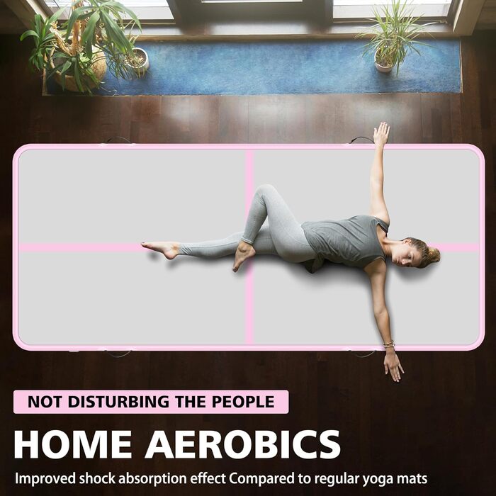 Надувний килимок для гімнастики BPB з електричним насосом. 10 футів. Килимок для акробатики, тренувань, гімнастики, йоги, пілатесу, бойових мистецтв та відпочинку на пляжі. Розмір: 300x100x10 см