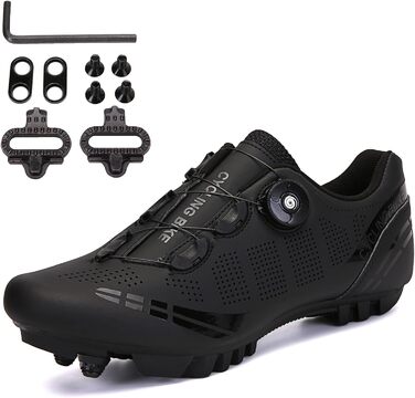 Чоловічі велотуфлі для гірського велосипеда, сумісні з Shimano SPD, 2-болти, MTB, для перегонів та катання на відкритому повітрі, білий/чорний (43 EU)