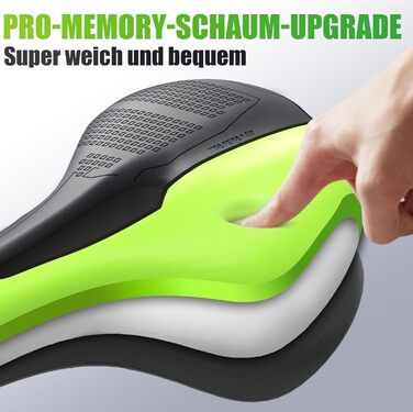 Велосипедне сідло RBRL – Комфортне широке сідло з піною Memory Foam та подвійною амортизацією, водонепроникне, для MTB, BMX, шосе та трекінгу, ергономічне