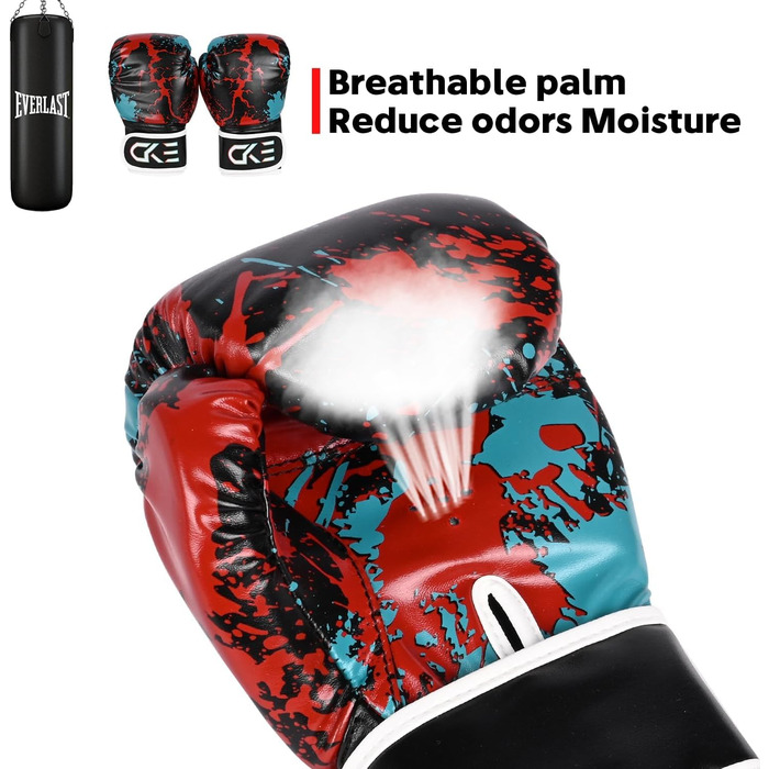Боксерські рукавички для дітей CKE, 5-12 років, для тренувань, бокс, кікбоксинг, муай-тай, зелені (червоно-чорні)