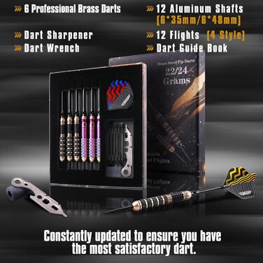 Дарти Turnart Metallspitze - Професійний набір дротиків 6 шт (22/24 г) з латунними корпусами та сталевими наконечниками