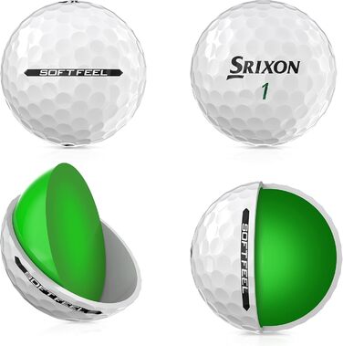 Гольф-м'ячі Srixon Soft Feel 13 та 14 | М'які, довговічні, стабільний політ, контрольований спін | Преміум-якість, відчуття та контроль на гріні | Жовто-білі, білі