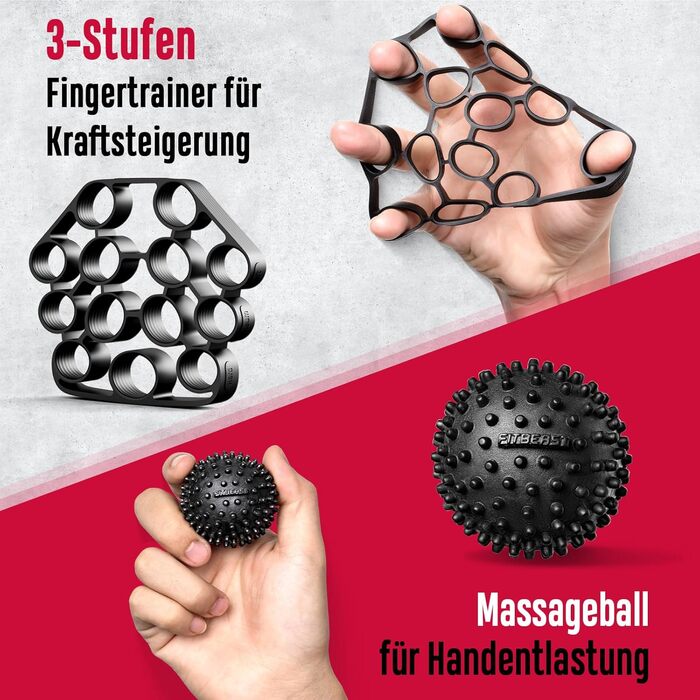 FitBeast Тренажер для рук та зап'ястя – набір 6 шт. з регульованим опором, тренажер сили хвата, тренажер пальців та масажні м'ячі для терапії рук, силових вправ та відновлення