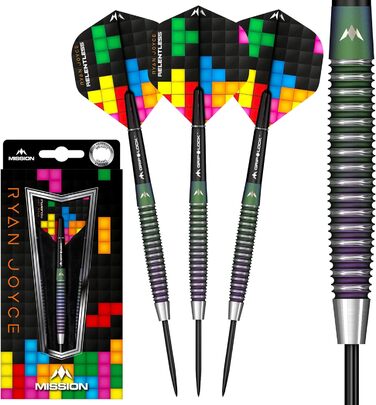 Дартс-набір Mission Darts Ryan Joyce Relentless, 95% вольфрам, PVD-покриття, сталева голка, різні ваги