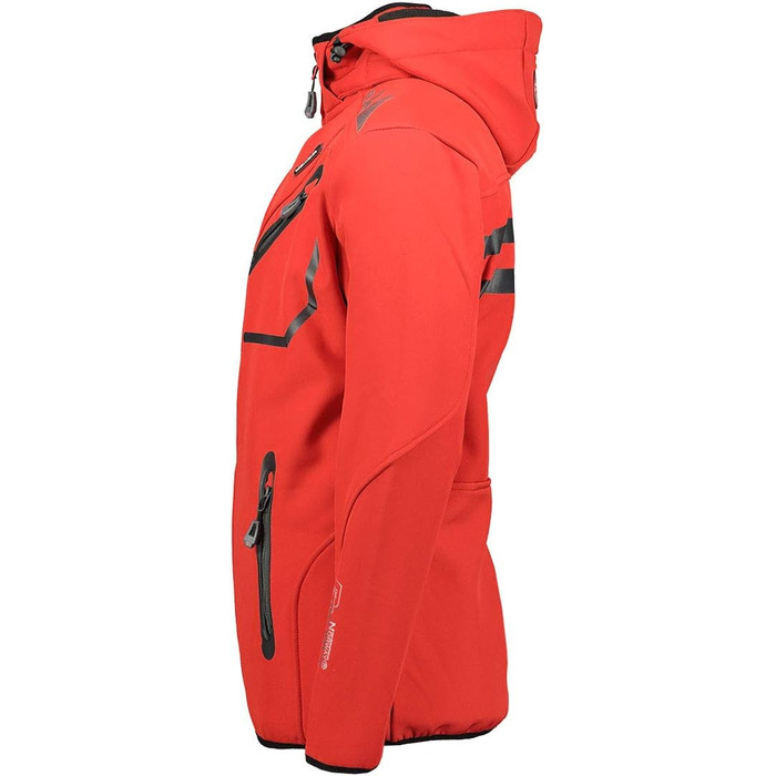 Куртка Softshell Geographica Norway Royaute для чоловіків - Водонепроникна тактична куртка Windbreaker для активного відпочинку, туризму, катання на лижах, осінь-зима-весна (S, Червоний / Чорний)