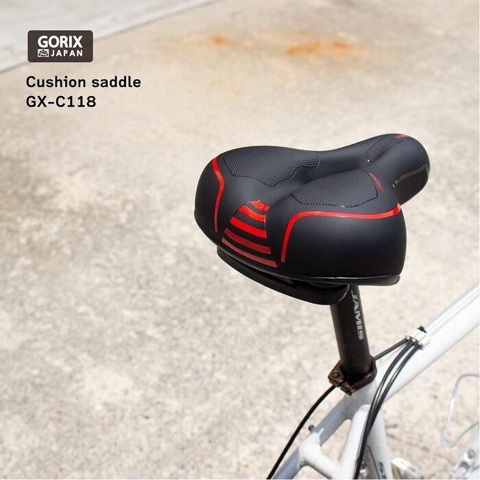 Сідло велосипедне GORIX GX-C118 широке, комфортне, коричневе для жінок та чоловіків, з кріпленням на підсідельну трубу