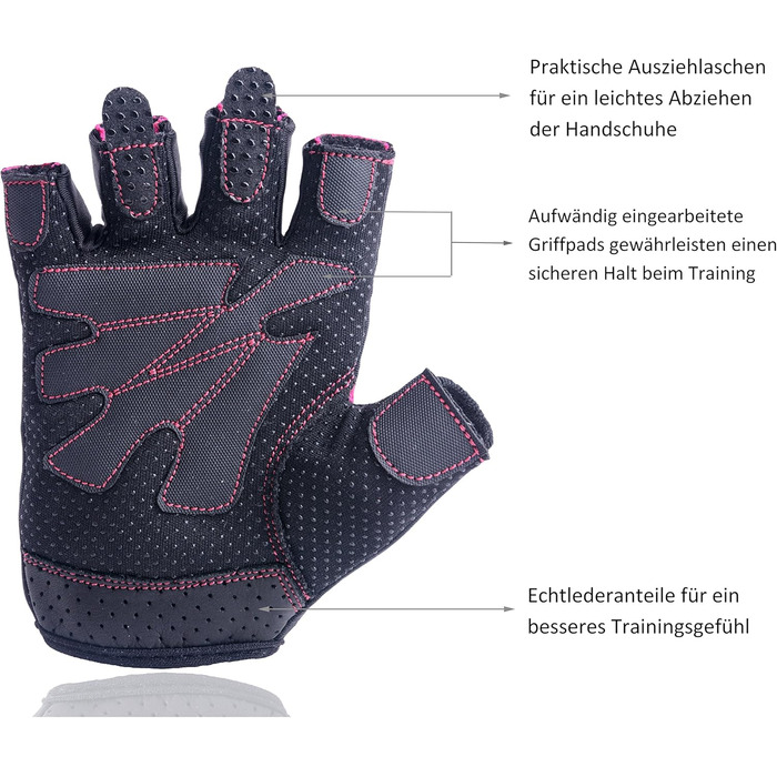 Фитнес рукавички для жінок Gym & Gentle - захист під час занять спортом, силових тренувань, їзди на велосипеді, бодібілдингу, тренувань з гантелями (XS, S, M, L) Рожевий M