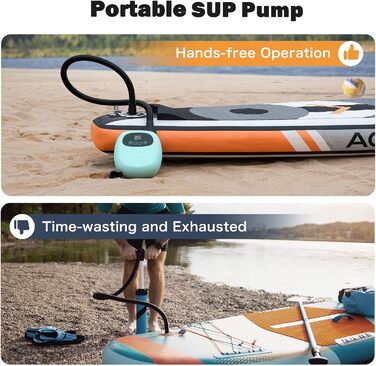 Електричний насос для SUP дошки DWNDPUMP 20PSI з акумулятором, для каяків та SUP, з 7 насадками, зелений