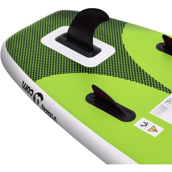 Надувна SUP-дошка для дорослих vidaXL 300x76x10 см, зелена, комплект для серфінгу та падлбордингу