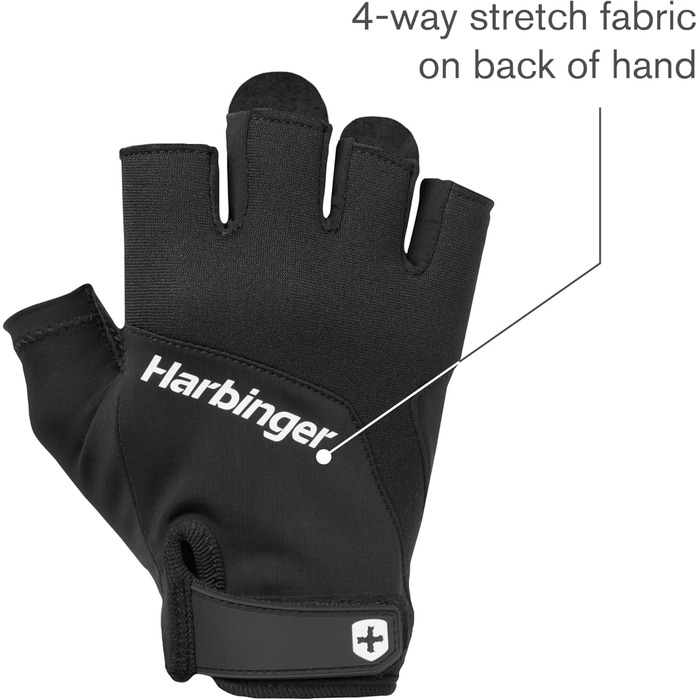 Гантелі Harbinger Training Grip: вантажні рукавички для важкої атлетики, чорний L