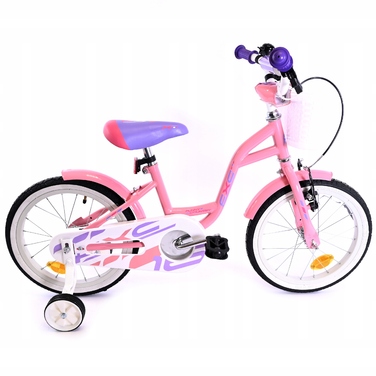 Рожевий дитячий велосипед для дівчаток 16 дюймів: легка рама, кошик та бічні допоміжні колеса