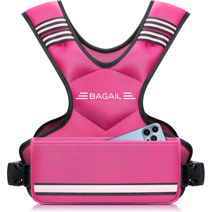 Вага для тренувань BAGAIL: регульована вага, знімні мішки з піском, підходить для чоловіків та жінок, ідеальна для фітнесу та аеробіки (Рожева, 5.5-8.2 кг)