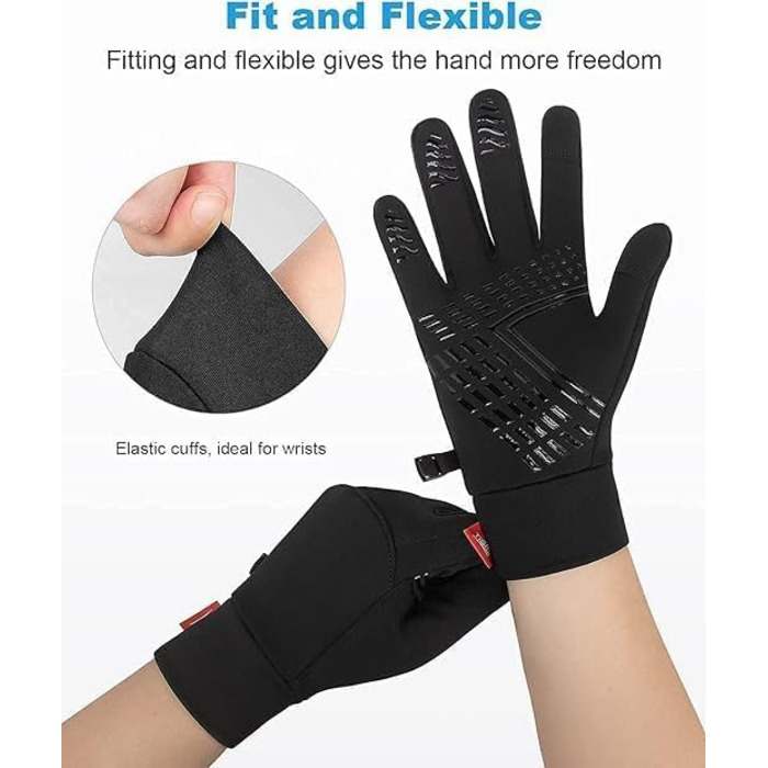 Терморукавички чоловічі та жіночі: для їзди на велосипеді, спорту, походів, катання на лижах, мотоциклів. Рукавички-грілки, підкладки. Чорний колір, розмір L (ST01)