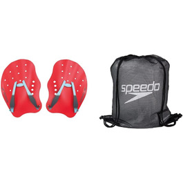 Лопатки для плавання Speedo Biofuse Tech, унісекс, для дорослих, розмір M, червоно-сині/сірі, комплект з рюкзаком 35 л