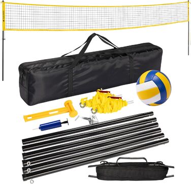 Набір для волейболу Navaris - мережа, м'яч, насос, сумка. Ідеально для пляжного волейболу, саду та тренувань на відкритому повітрі. Легкий монтаж.