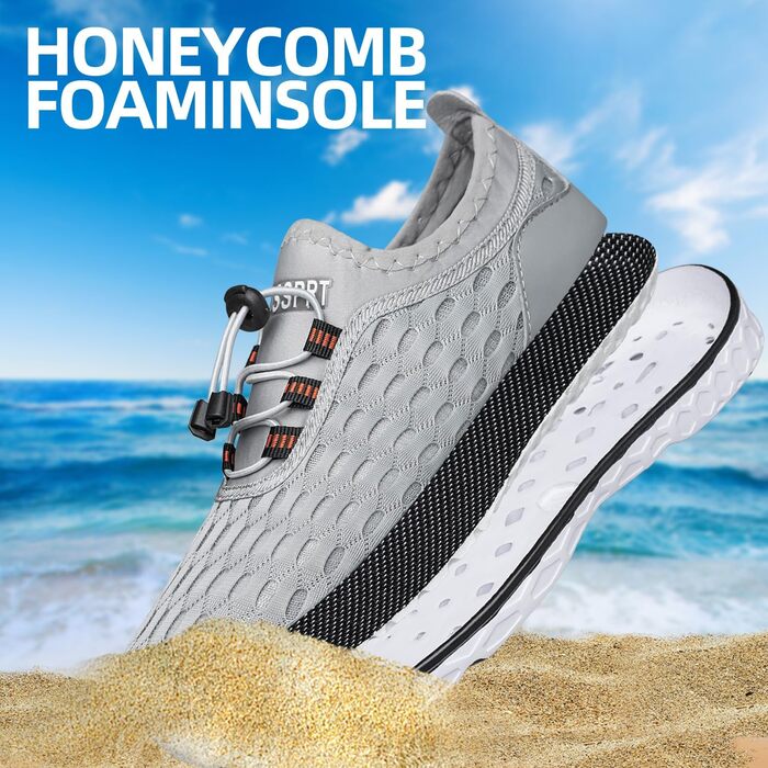 Жіночі водяні черевики DOUSSPRT для плавання та водних видів спорту, швидко сохнуть, сірі (39.5 EU)