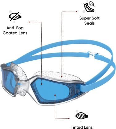 Окуляри для плавання Speedo Hydropulse | Унісекс | Зручна посадка | Регульована конструкція | Діоптрії 4.5 | Розмір M