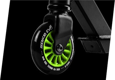 SOKE Evo: Скутер для екстремального катання в скейтпарку – підшипники ABEC-9 Carbon, сталевий Y-образний кермо з TPR-покриттям, алюмінієва дека (зелений)