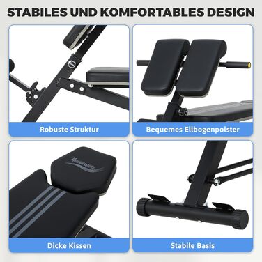 Тренажер для дому Hantelbank 5514: регульована розкладана лава з бегунком для ніг та подушкою для пречера