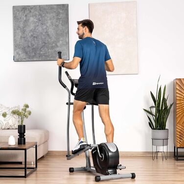 Орбітрек Hop-Sport HS-2050C з LCD-дисплеєм, вимірюванням пульсу, магнітною системою гальмування та транспортними роликами для дому