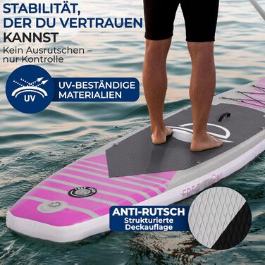 SUP дошка SereneLife з повним комплектом аксесуарів, рожева – для плавання стоячи, надувна, з веслом
