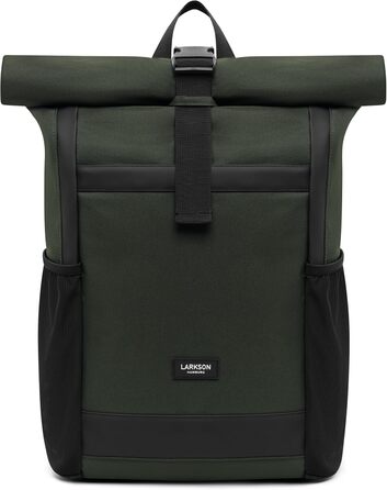 Жіночий рюкзак LARKSON Rolltop, зелений, великий, для школи, університету, велосипеда, з відділенням для 16-дюймового ноутбука, водовідштовхувальний, антивикрадний, екологічний