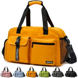 Спортивна сумка для жінок та чоловіків з відділенням для взуття та вологих речей, водонепроникна дорожня сумка Weekender для залу, басейну та сауни (Жовта)