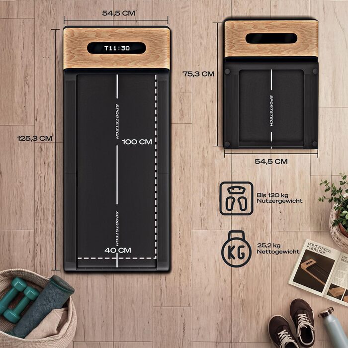 Бігова доріжка Sportstech WalkingPad Pro для дому: складана, до 8 км/год, з лічильником кроків, для офісу та дому, вантажність 120 кг, з додатком, тиха, німецька якість