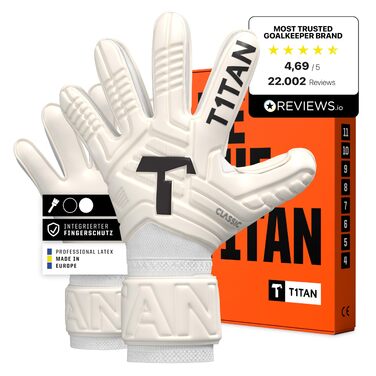 Воротарські рукавиці T1TAN Training Classic White Out для дітей та дорослих, захист пальців, розміри 4-11, 5-15+ років