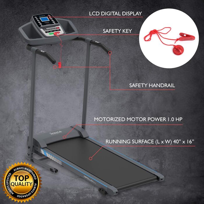 СеренЛайф: Компактний біговий тренажер для дому, Walking Pad, офісний біговий килимок SL26 з Bluetooth та складним механізмом - для дому та офісу