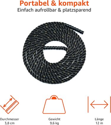 Тренувальний батл-канат Amazon Basics 12 м x 3,8 см для фітнесу
