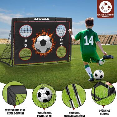 Дитячі футбольні ворота Klappbares Fußballtor 120x90 см та 150x120 см з мішком для транспортування та анкерами для кріплення - для саду, пляжу