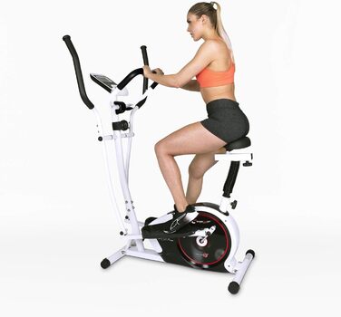 Ергометр Christopeit Crosstrainer CT 4 – 2-в-1 тренажер для ходьби та бігу з магнітною системою опору 7 кг, 8 рівнів навантаження, LCD-дисплей, датчики пульсу та підставка для планшета – для щадного впливу на суглоби (з килимком)