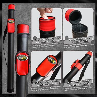 Професійний більярдний кий Aureate 21 oz з кейсом, канадський клен, 13 мм наконечник, 147,3 см, вага 18,19,20,21,22 г, блакитний, чорний, червоний, сірий, зелений