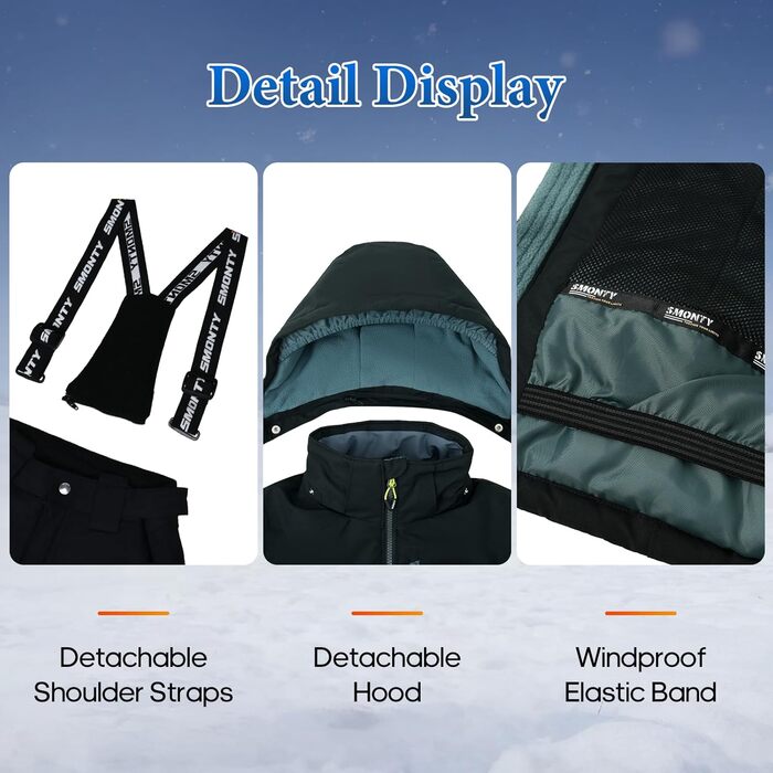 Дитячий зимовий комбінезон SNOWER для хлопчика з капюшоном, теплий гірськолижний костюм, кольоровий зелений (10-12 років, темно-зелений)