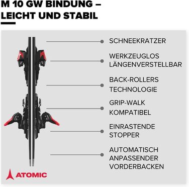 Лижі ATOMIC REDSTER SC для жінок та чоловіків. Високоякісні лижі з технологією TI Stabilizer для чутливого контролю та Densolite Core для оптимальної амортизації. Колір: білий/чорний, довжина 140 см.