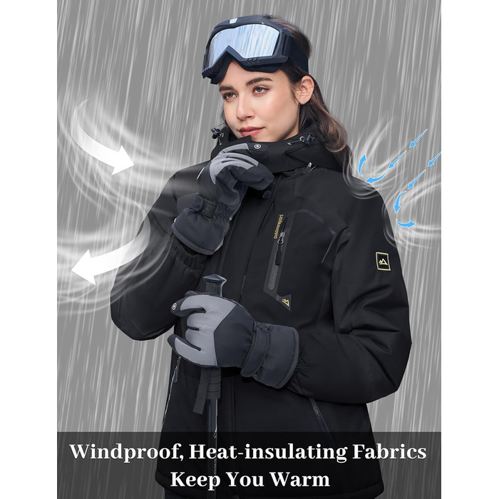 Жіноча зимова куртка MAGCOMEN: теплий флісовий парка, захист від вітру та вологи (XL, чорний)