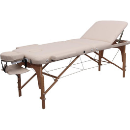Складаний масажний стіл Zen PhysioTop з натурального дерева, регульований, з ергономічним підголівником, спинкою, бічними підлокітниками та сумкою, кремовий