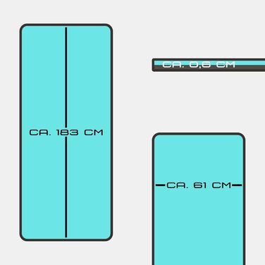 Йога мат Deuser: антиковзка, товста, складана, 182x61 см, Petrol/Gray (сіро-блакитний), з сумкою