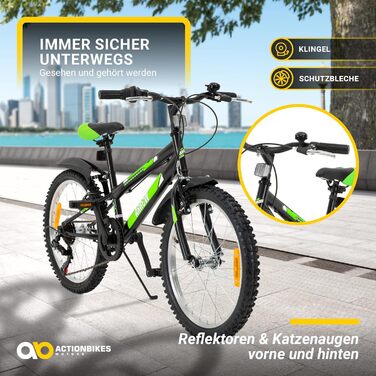 Дитячий велосипед Actionbikes Arrow 20/24 дюймів, 6 швидкостей, V-Brake, захист крил, для хлопчиків і дівчаток, від 6 до 12 років