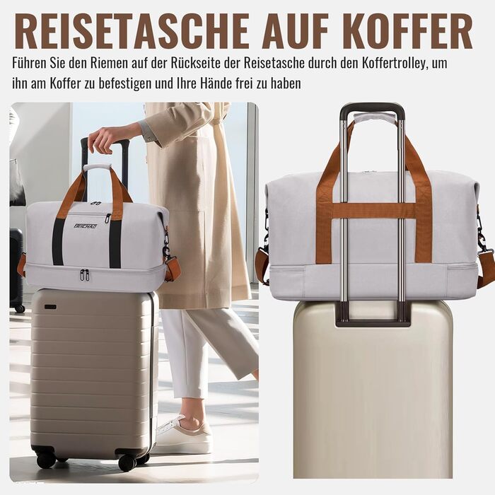 Спортивна сумка та дорожня сумка для жінок та чоловіків з відділенням для взуття та мокрою білизною, велика місткість, легка, водонепроникна сумка для плавання, подорожей, спорту, фітнесу