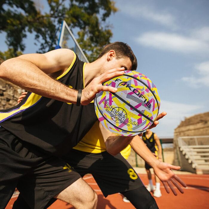 М'яч баскетбольний FAKOFIS, розмір 5 та 7, для гри на вулиці та в залі, тренування, для дітей та дорослих (сірий, рожевий)