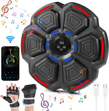 Боксерський тренажер Forhome з LED-підсвіткою та Bluetooth, професійний настінний, з рукавичками, 9 режимів швидкості та лічильник