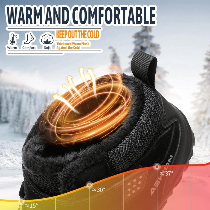 Дитячі зимові чоботи Littleplum для хлопчиків. Зимові шкарпетки-чоботи, теплі, з підкладкою, для снігу, трекінгові. Розмір 39 EU, чорний колір.