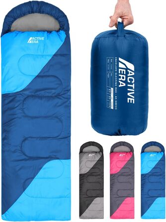 Сплячий мішок Active Era Premium Mumienschlafsack 250 GSM для зими та літа, 0°C - 15°C, кемпінг, фестивалі, водонепроникний, ультралегкий, малий об'єм (Блакитний)