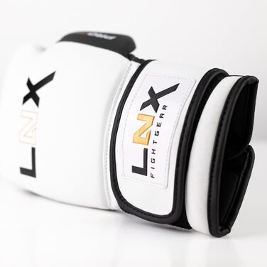 Боксерські рукавички LNX Pro-One зі шкіри для спарингів і тренувань, 12 унцій, чорні матові/чорно-білі, для чоловіків і жінок